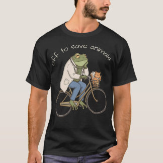 Camiseta Médico Rana Lindo Montando Bicicleta Gato Se Va a 