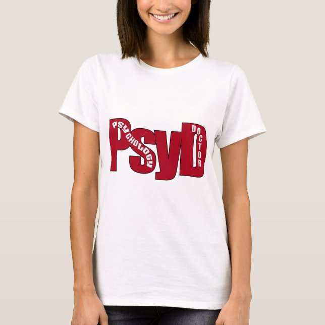 Camiseta MÉDICO ROJO GRANDE de PsyD de la PSICOLOGÍA (Anverso)