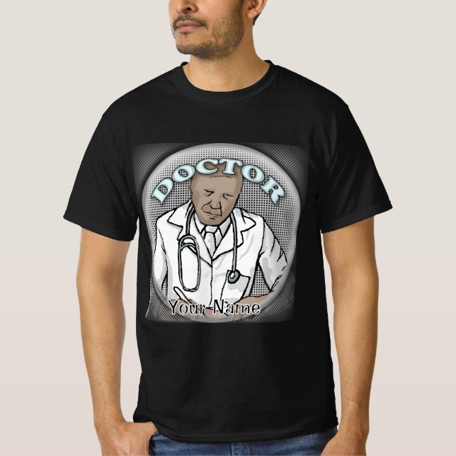 Camiseta Médico varón negro retro (Anverso)