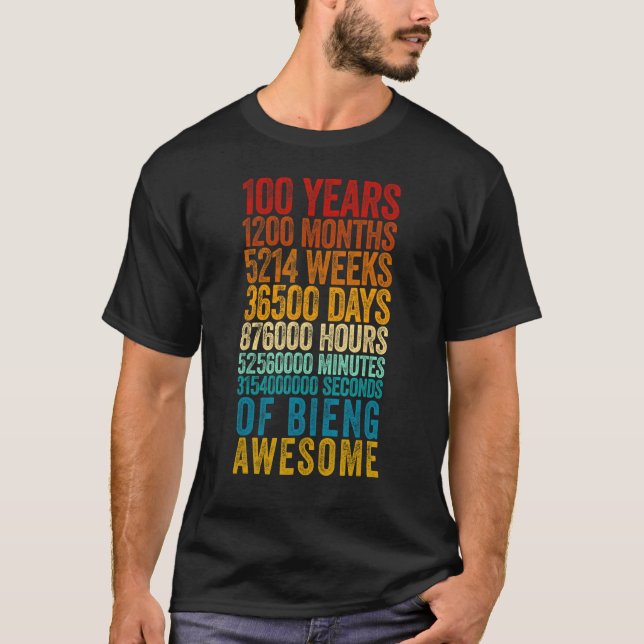 Camiseta Medidor de cumpleaños número 100 a 100 años (Anverso)
