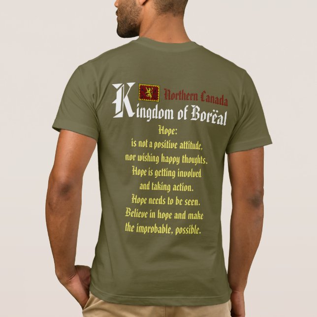 Camiseta medieval del pueblo del bosque boreal (Reverso)