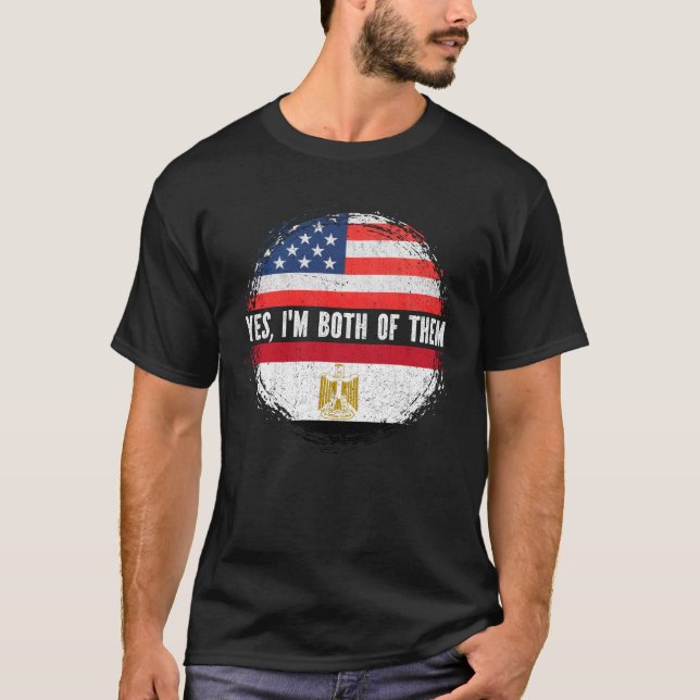 Camiseta Medio Americano Medio Egipcio Bandera De EEUU Egip (Anverso)