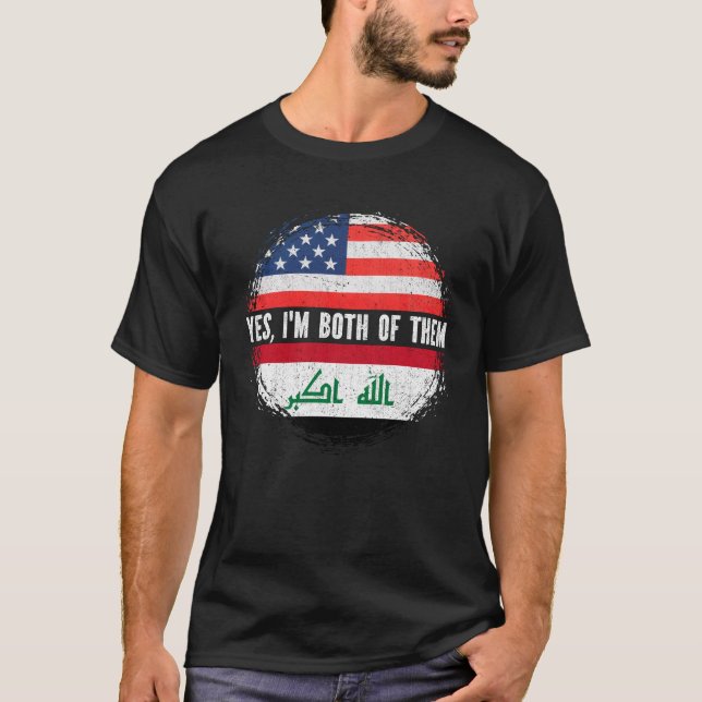 Camiseta Medio Americano Medio Iraquí Bandera EEUU Herencia (Anverso)