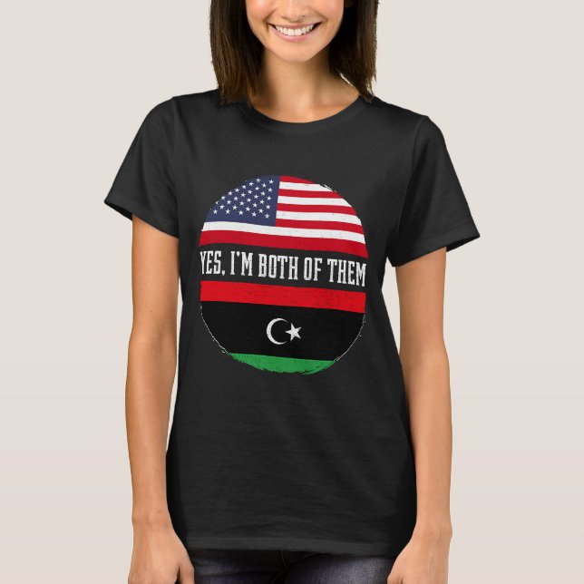 Camiseta Medio Americano Medio Libio Bandera de Estados Uni (Anverso)
