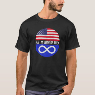 Camiseta Medio Americano Medio Metis Bandera Estadounidense