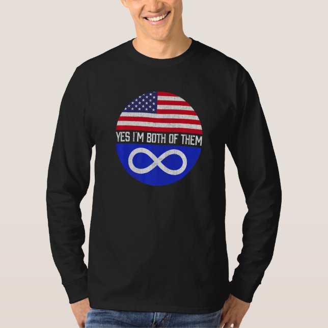 Camiseta Medio Americano Medio Metis Bandera Estadounidense (Anverso)