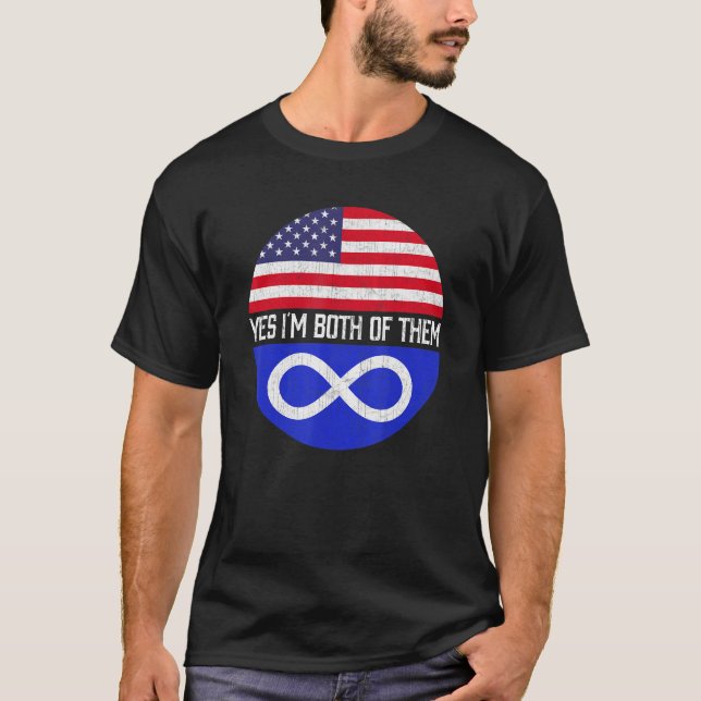 Camiseta Medio Americano Medio Metis Bandera Estadounidense (Anverso)