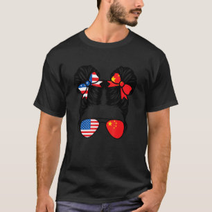 Camiseta Medio americano mitad Chica chino Estados Unidos P