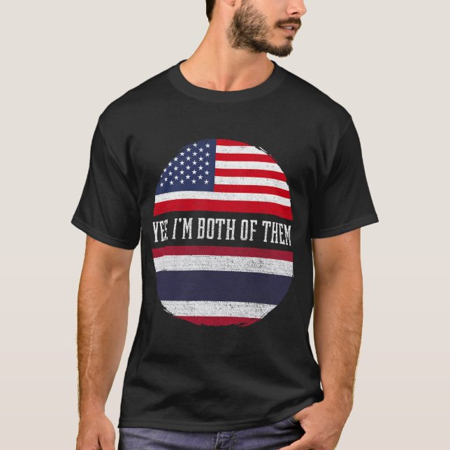 Camiseta Medio americano mitad de bandera de los Estados Un (Anverso)