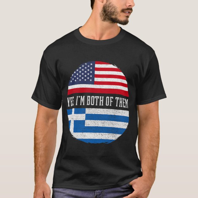 Camiseta Medio americano mitad griega bandera de los Estado (Anverso)