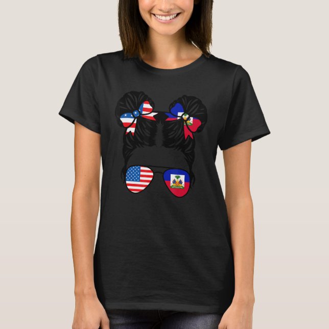 Camiseta Medio americano mitad haitiano Chica EEUU Pat de l (Anverso)