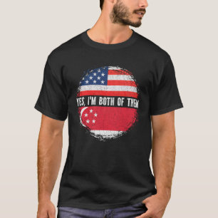Camiseta Medio americano mitad singapurense Bandera de Esta