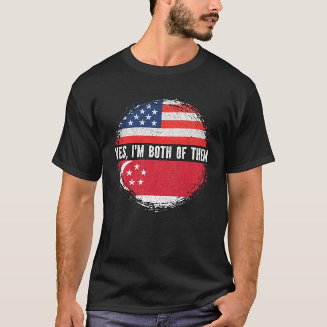 Camiseta Medio americano mitad singapurense Bandera de Esta (Anverso)