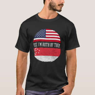 Camiseta Medio americano mitad singapurense Bandera de Esta