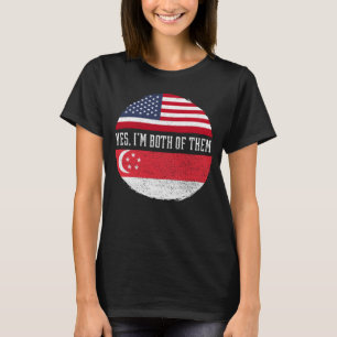 Camiseta Medio americano mitad singapurense Bandera de Esta
