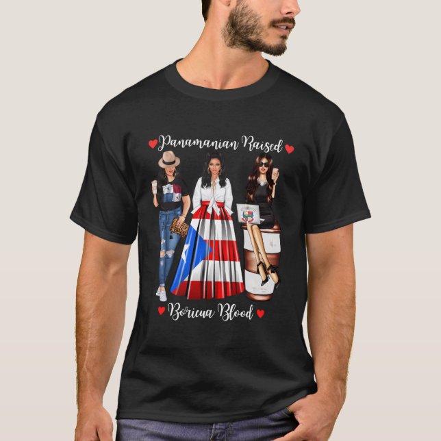 Camiseta Medio boricua mitad panameña fuerte en Boricua Pan (Anverso)
