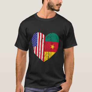 Camiseta Medio camerunés mitad estadounidense raíz de hombr