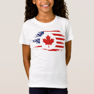 Camiseta Medio canadiense-estadounidense: Canadá Bandera de