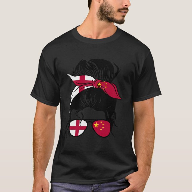 Camiseta Medio Chino Medio Inglés Mezcla Inglaterra Y China (Anverso)