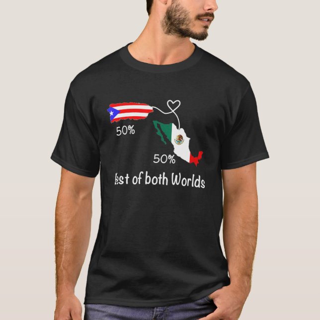 Camiseta Medio colombiano de media bandera mexicana ama a M (Anverso)