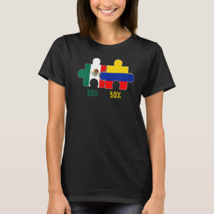 Camiseta Medio colombiano de media bandera mexicana ama a M