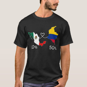 Camiseta Medio colombiano de media bandera mexicana ama a M