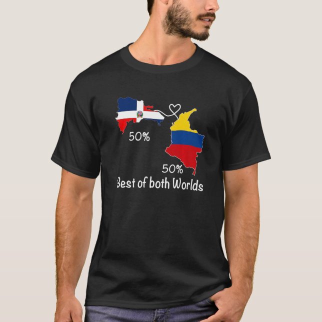 Camiseta Medio colombiano de media bandera mexicana ama a M (Anverso)