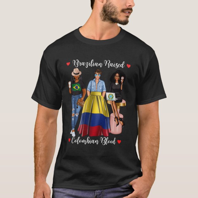 Camiseta Medio Colombiano Medio Brasileño Criado En Colombi (Anverso)