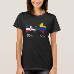 Camiseta Medio colombiano mitad Dominicana Mapa de ADN Love