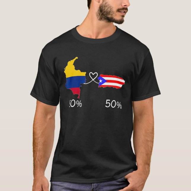 Camiseta Medio colombiano mitad mapa de bandera puertorriqu (Anverso)