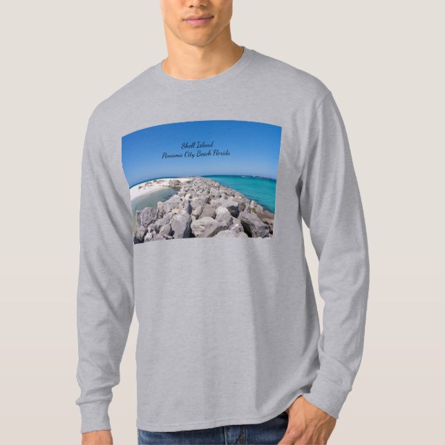 Camiseta Medio De Shell Island Jetty Mens Long Sleeve (Anverso)