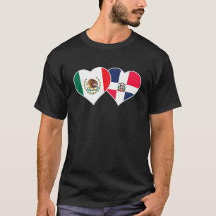 Camiseta Medio dominicano Bandera Mexicana Corazón Dominica