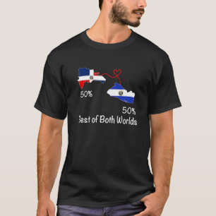 Camiseta Medio dominicano Medio Mapa de Bandera Salvadoreña