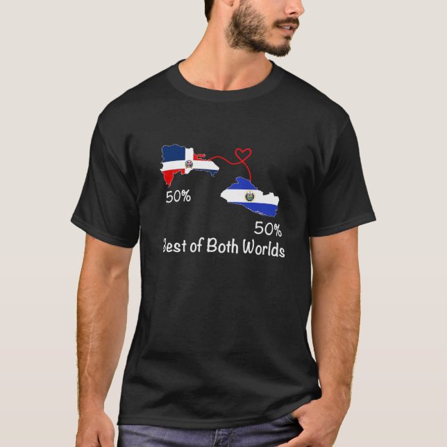 Camiseta Medio dominicano Medio Mapa de Bandera Salvadoreña (Anverso)