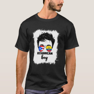 Camiseta Medio Ecuatoriano Y Puertorriqueño Rico Bandera De