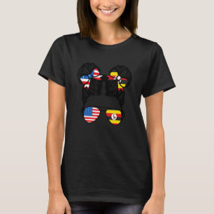 Camiseta Medio estadounidense mitad Chica ugandés bandera u