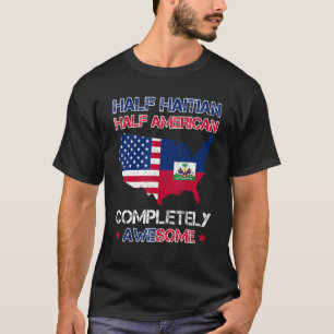 Camiseta Medio estadounidense mitad haitiana norteamericana