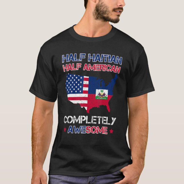 Camiseta Medio estadounidense mitad haitiana norteamericana (Anverso)