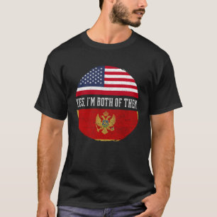 Camiseta Medio estadounidense mitad montenegrina Bandera es