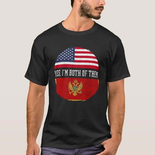 Camiseta Medio estadounidense mitad montenegrina Bandera es (Anverso)