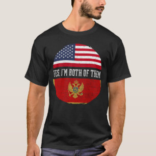 Camiseta Medio estadounidense mitad montenegrina Bandera es