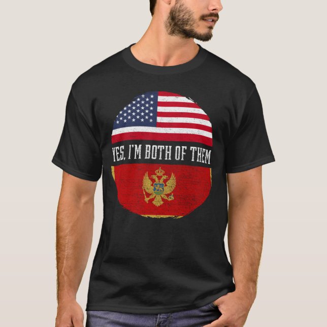 Camiseta Medio estadounidense mitad montenegrina Bandera es (Anverso)