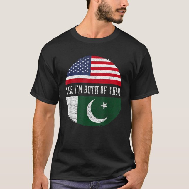 Camiseta Medio estadounidense mitad paquistaní bandera de E (Anverso)