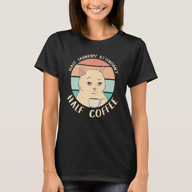 Camiseta Medio gato de servicio de lavandería (Anverso)