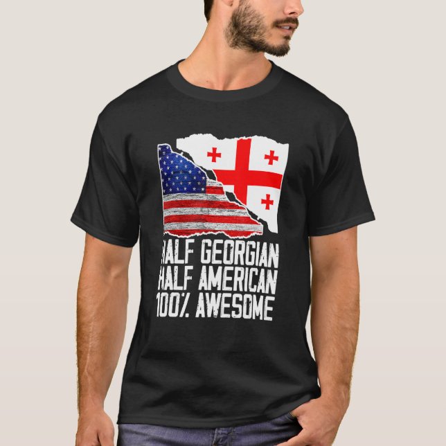 Camiseta Medio georgiano mitad estadounidense Georgia Bande (Anverso)
