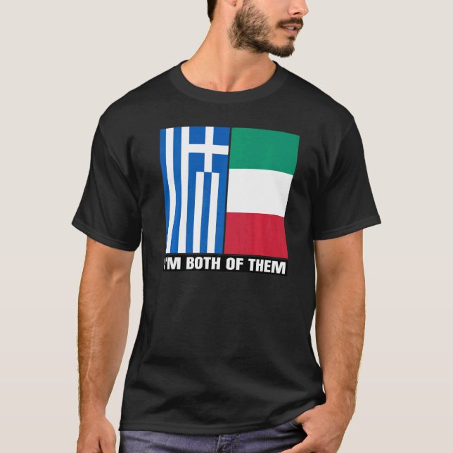 Camiseta Medio griego mitad patrimonio italiano Italia ADN  (Anverso)