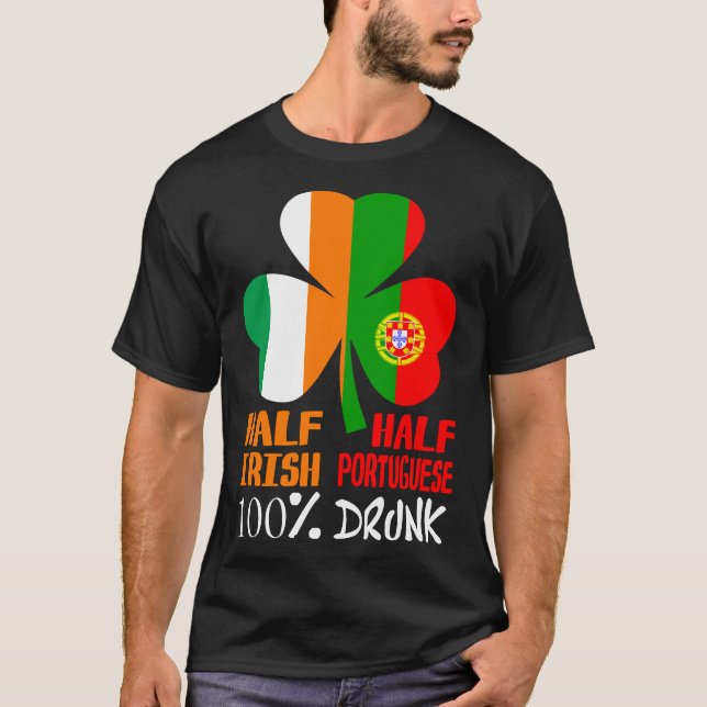 Camiseta Medio irlandés mitad portugués borrachos (Anverso)