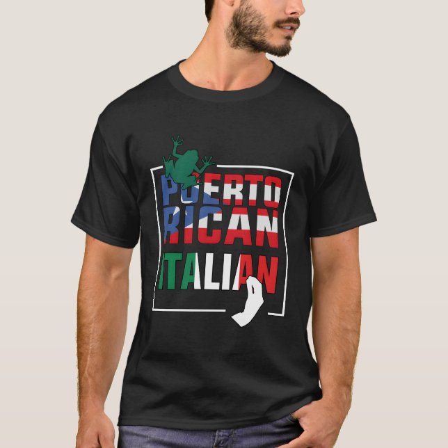 Camiseta Medio italiano medio bandera puertorriqueña bander (Anverso)