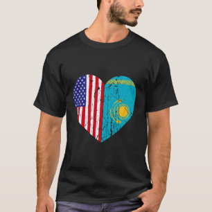 Camiseta Medio Kazajistán medio estadounidense raíz de homb
