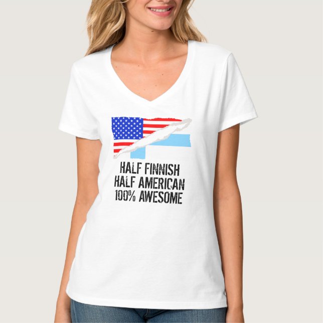Camiseta Medio medio impresionante americano finlandés (Anverso)